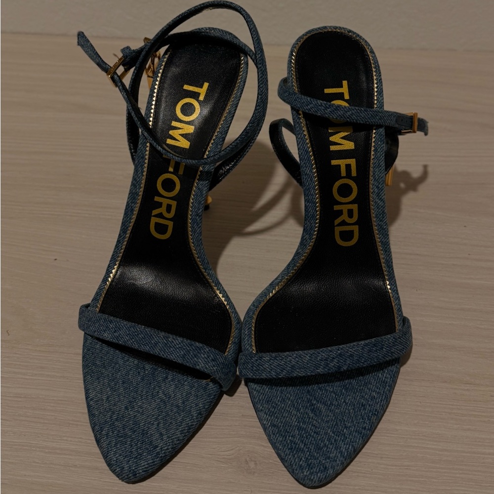 Tom Ford Denim Blue Heeled Sandals